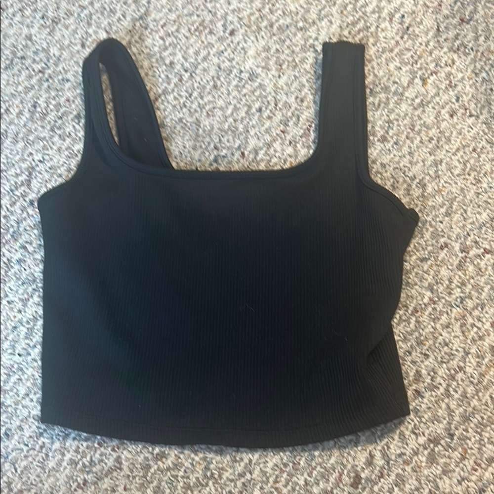 Wild Fable Black Fitted Crop Tank Top